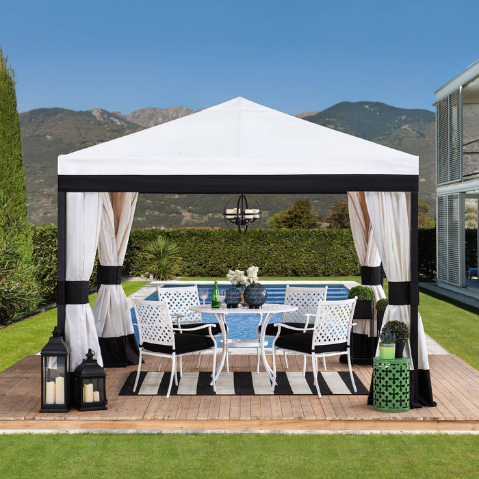 SUNJOY 10x10 White Gazebo with Curtain and Netting