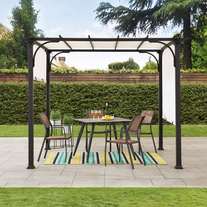 SUNJOY 10x10 White Pergola with Adjustable Canopy Roof