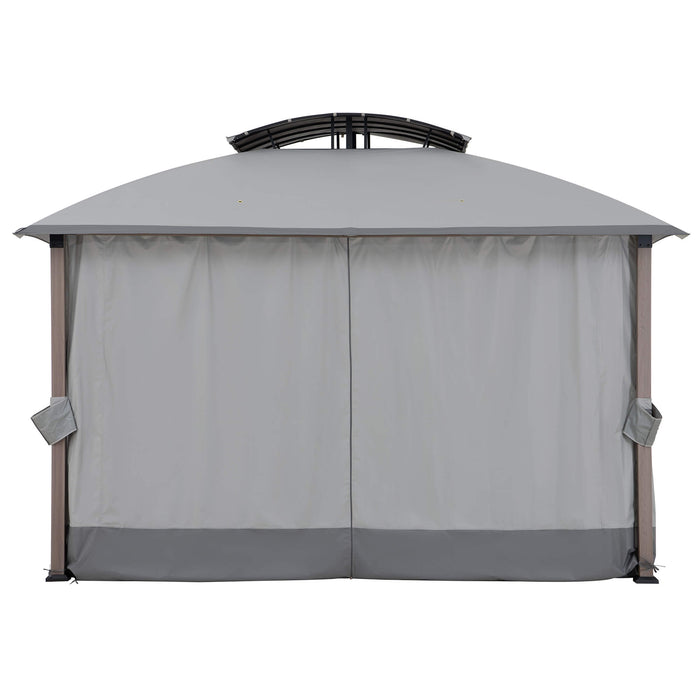 SUNJOY 11x13 Outdoor Canopy Gazebo Kit with Netting and Curtain