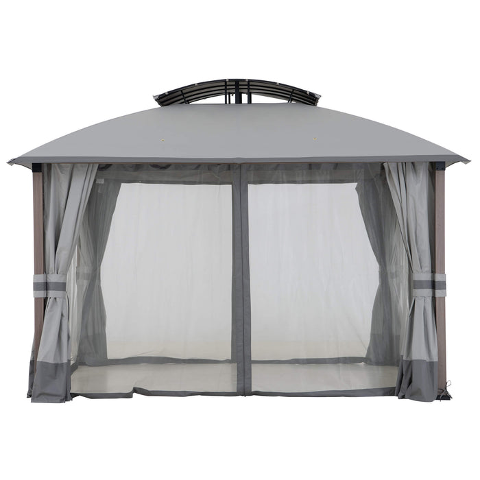 SUNJOY 11x13 Outdoor Canopy Gazebo Kit with Netting and Curtain