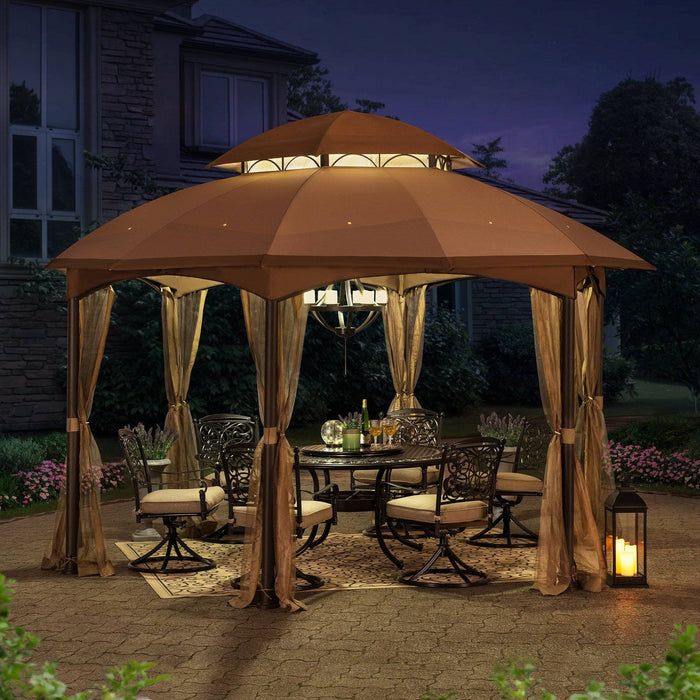 SUNJOY 13.5x13.5 Metal Patio Gazebo Kits with Ceiling Hook