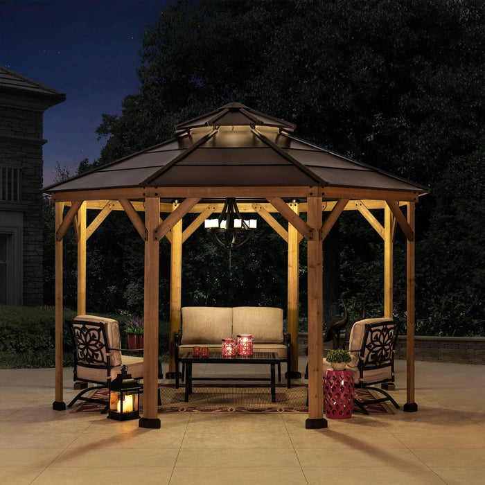 SUNJOY 13x13 Octagon Wood Patio Gazebo with Ceiling Hook