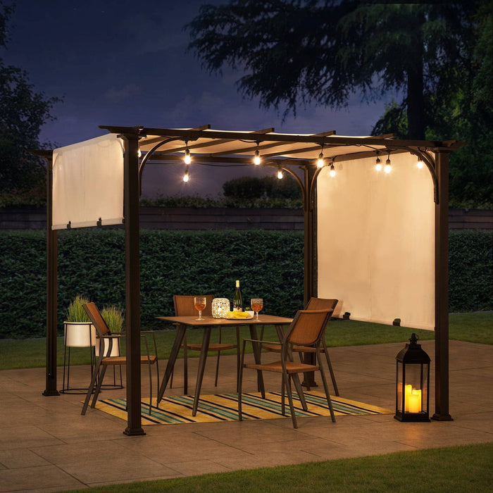 SUNJOY 10x10 White Pergola with Adjustable Canopy Roof