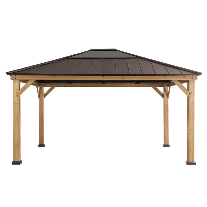 SUNJOY 13x15 Wood Frame Gazebo with Translucent Skylight