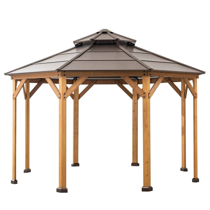 SUNJOY 13x13 Octagon Wood Patio Gazebo with Ceiling Hook