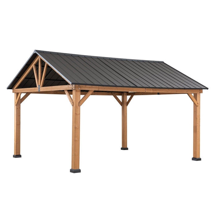 SUNJOY 11x13 Wooden Frame Gable Roof Gazebo with Ceiling Hook