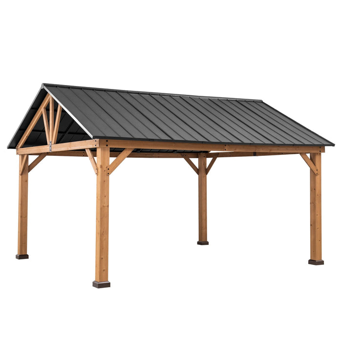 SUNJOY 13x15 Gable Roof Gazebo with Ceiling Hook