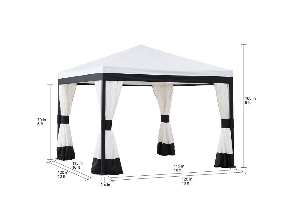 SUNJOY 10x10 White Gazebo with Curtain and Netting