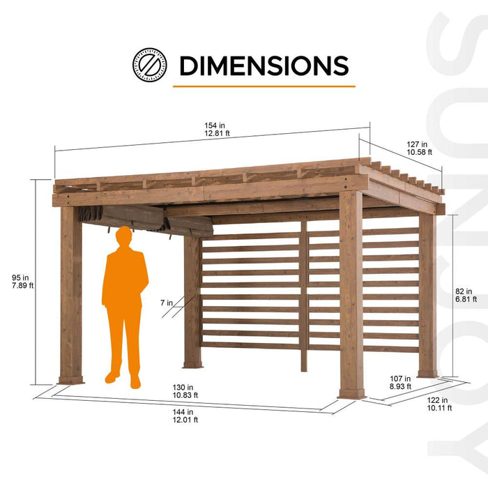 SUNJOY 11x13 Backyard Aluminum Pergola with Retractable Sling Canopy