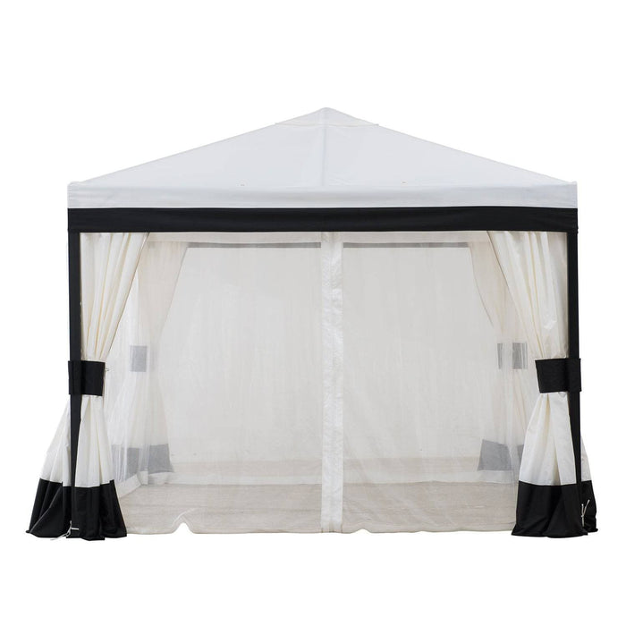 SUNJOY 10x10 White Gazebo with Curtain and Netting