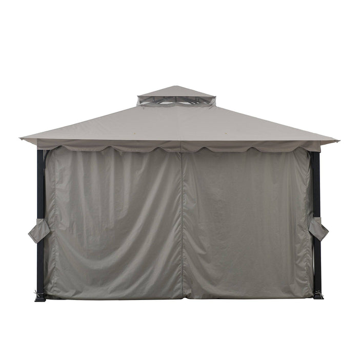 SUNJOY 11x13 Gray 2-Tier Steel Soft Top Gazebo with Ceiling Hook