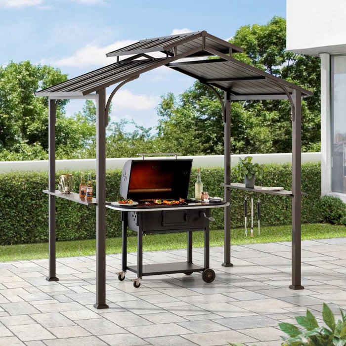 SUNJOY 5x8 Grilling Gazebo with Hooks and Bar Shelves for BBQ