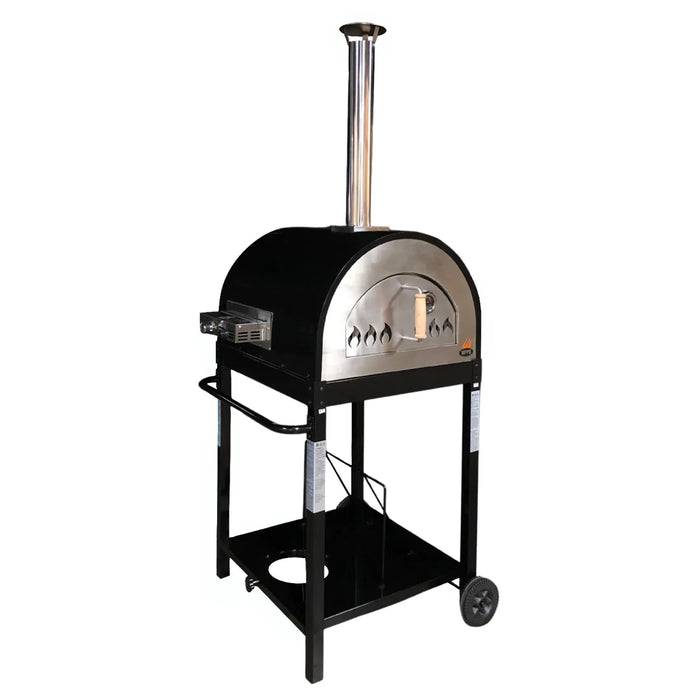 WPPO Traditional 25-Inch Wood/Gas Fired Pizza Oven with Stand in Black (WKE-04G-BLK)