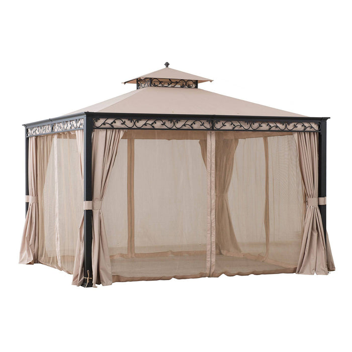 SUNJOY 10x12 Steel Patio Gazebo with Netting and Curtain