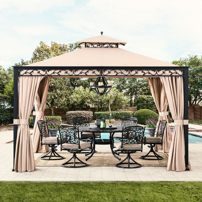 SUNJOY 10x12 Steel Patio Gazebo with Netting and Curtain