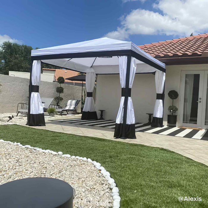 SUNJOY 10x10 White Gazebo with Curtain and Netting