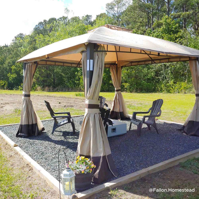 SUNJOY 11x13 Steel Patio Gazebo with LED Light, Bluetooth Speaker and Hook