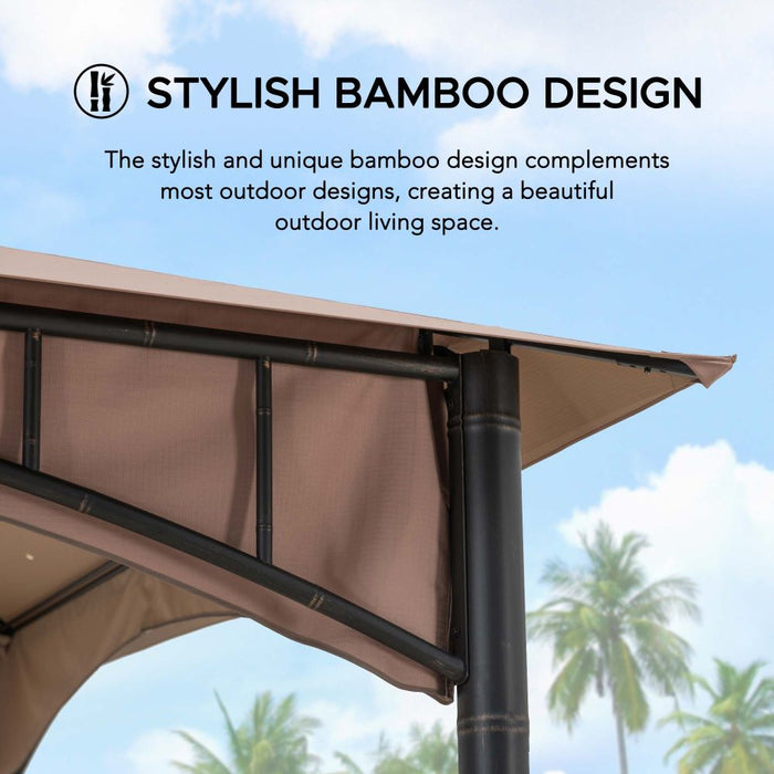 SUNJOY 11x11 Canopy Gazebo with Bamboo Look Steel Frame