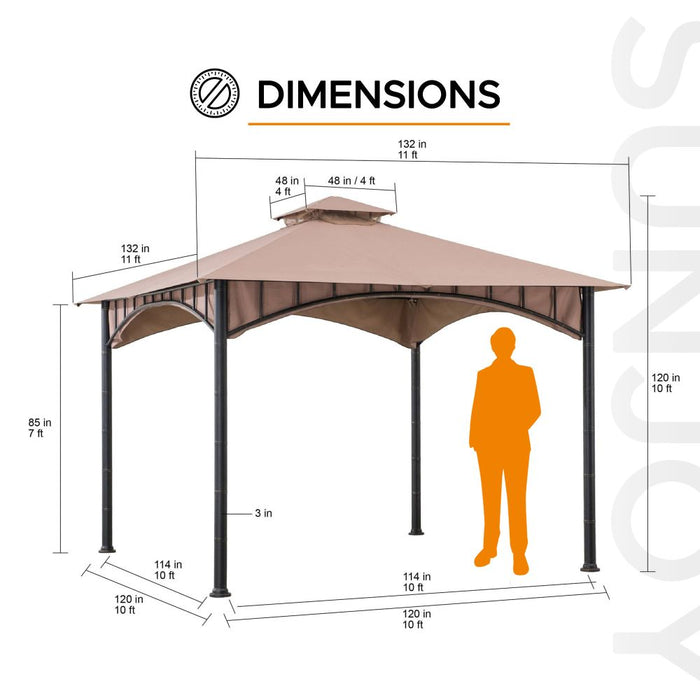 SUNJOY 11x11 Canopy Gazebo with Bamboo Look Steel Frame