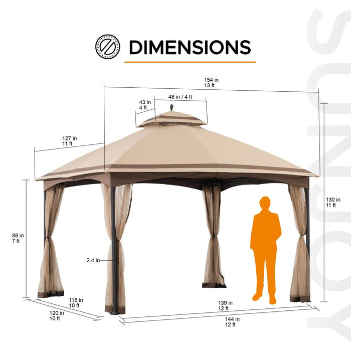 SUNJOY 10x13 Outdoor Canopy Gazebo with Netting