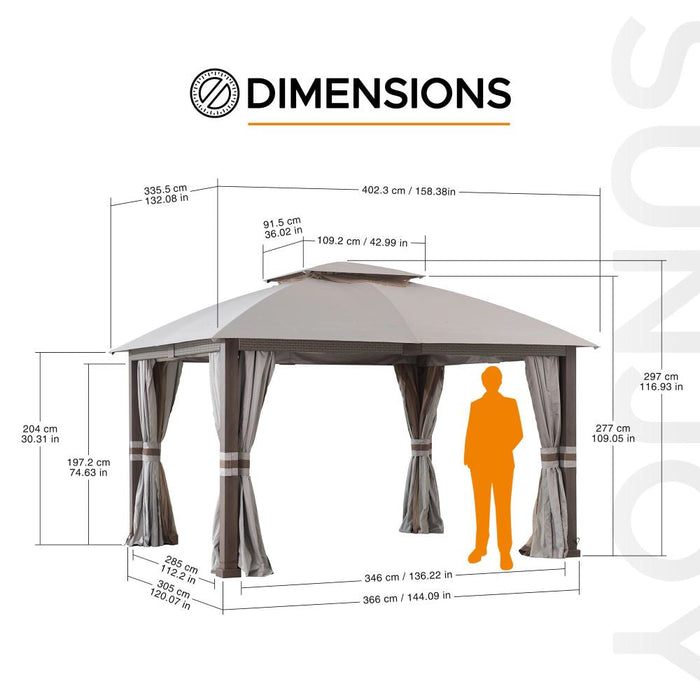 SUNJOY 11x13 Backyard Gazebo with Netting and Curtain