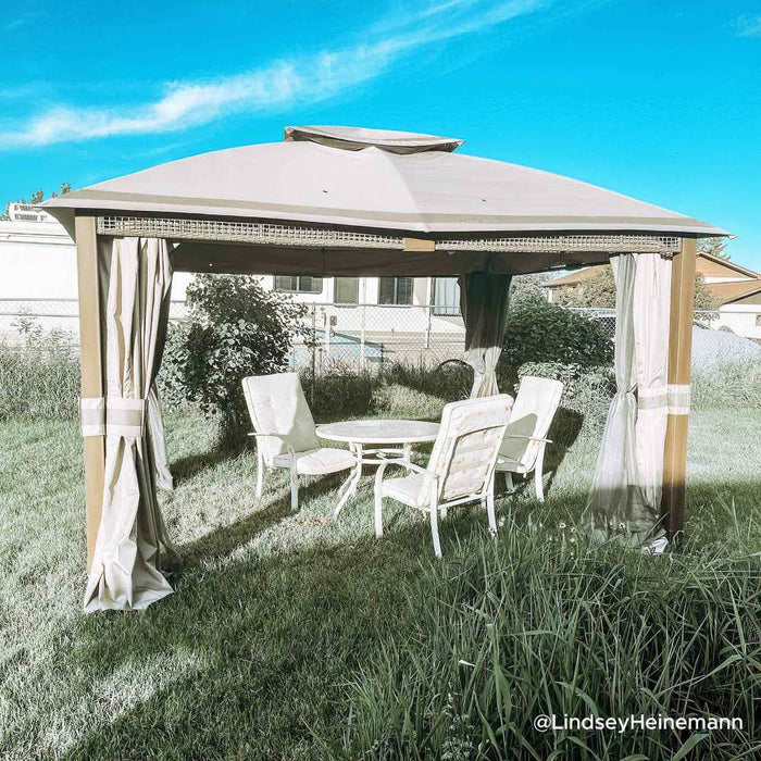 SUNJOY 11x13 Backyard Gazebo with Netting and Curtain