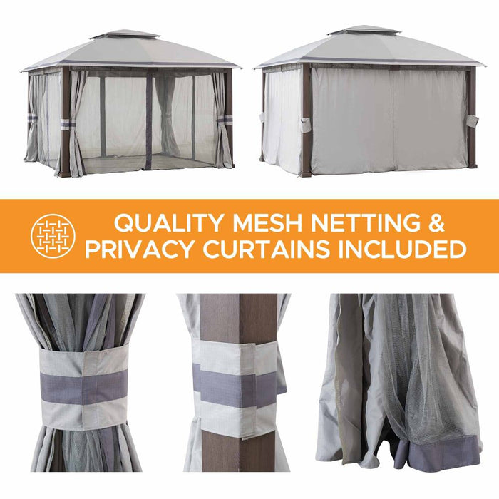 SUNJOY 11x13 Backyard Gazebo with Netting and Curtain