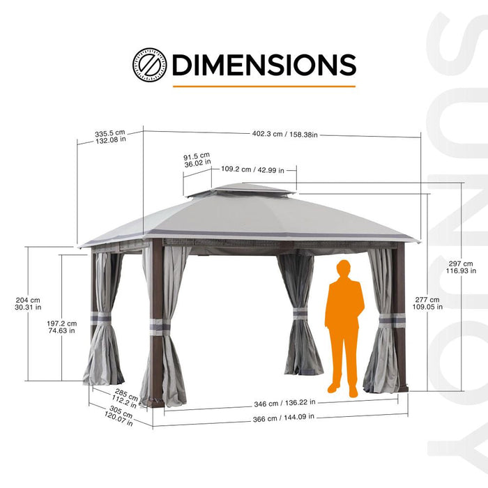 SUNJOY 11x13 Backyard Gazebo with Netting and Curtain