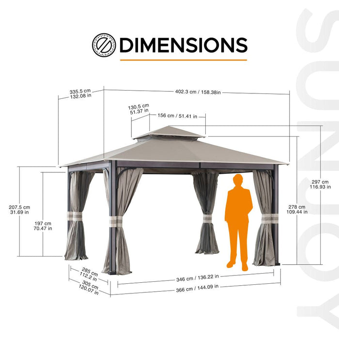 SUNJOY 11x13 Soft Top Gazebo with Netting and Curtain