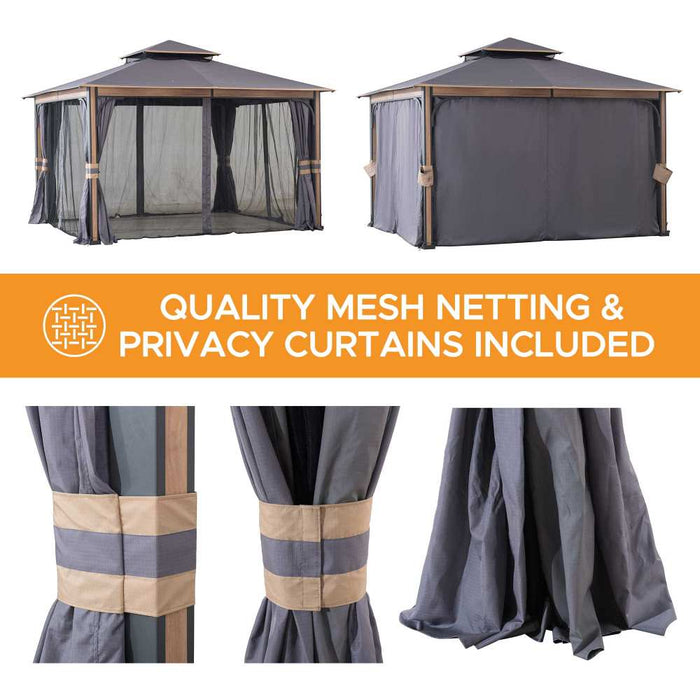 SUNJOY 11x13 Soft Top Gazebo with Netting and Curtain