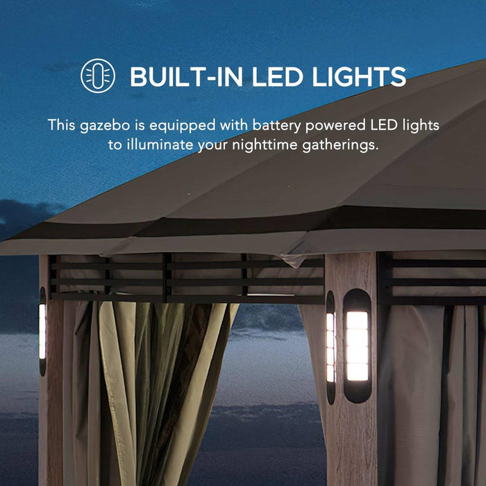 SUNJOY 11x13 Backyard Gazebo with LED Light, Bluetooth Speaker and Hook