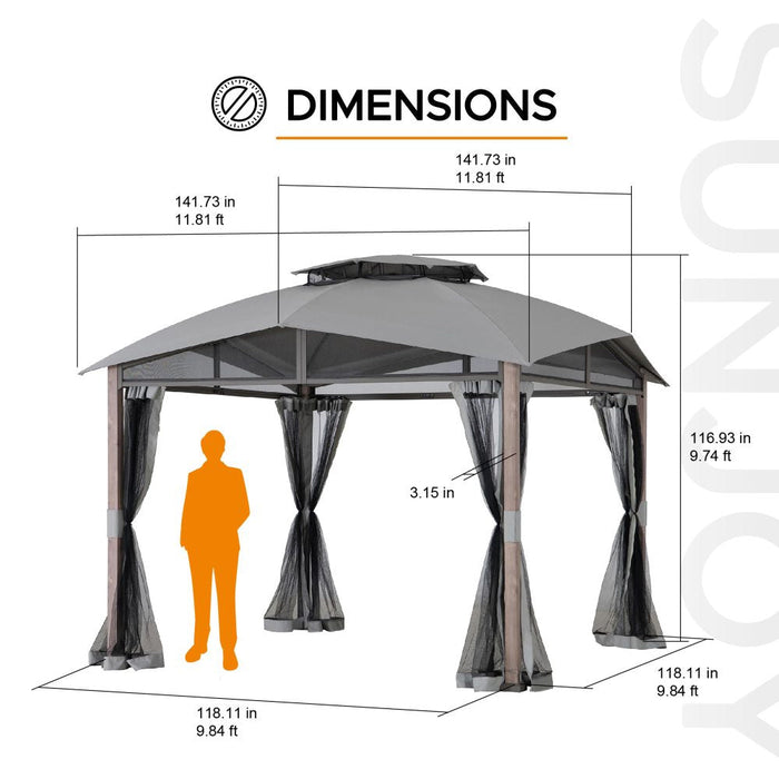 SUNJOY 12x12 Hillsdale Soft Top Gazebo with 4 Counterweights and Netting