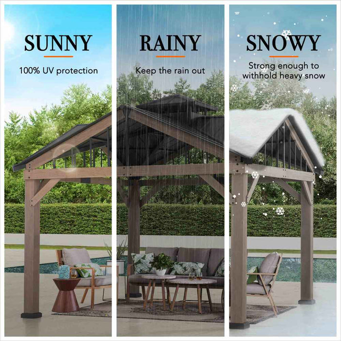 SUNJOY 12x12 Roanforth Gazebo With 2-Tier Roof and Ceiling Hook