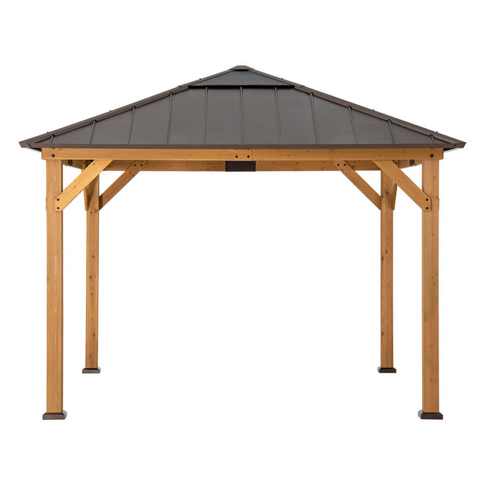 SUNJOY 11x11 Hip Roof Wooden Gazebo with Polycarbonate Skylight