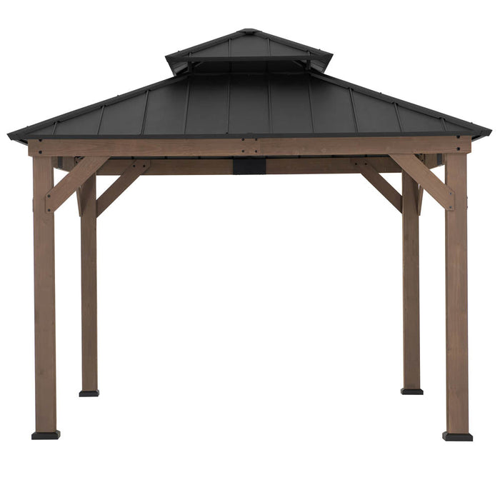 SUNJOY 11x11 Wooden Frame Backyard Hardtop Gazebo with Ceiling Hook