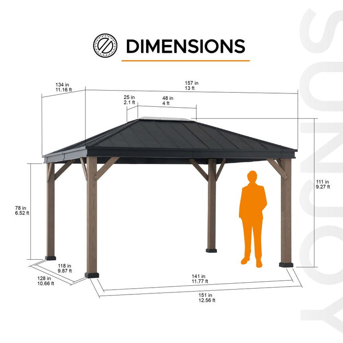 SUNJOY 13x15 Gable Roof Gazebo with Ceiling Hook