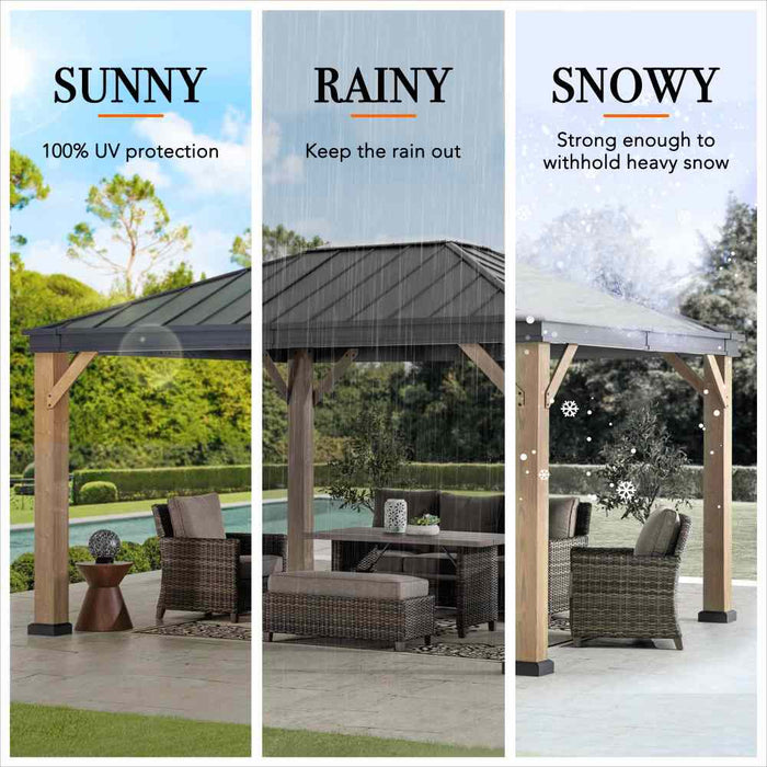 SUNJOY 13x15 Gable Roof Gazebo with Ceiling Hook