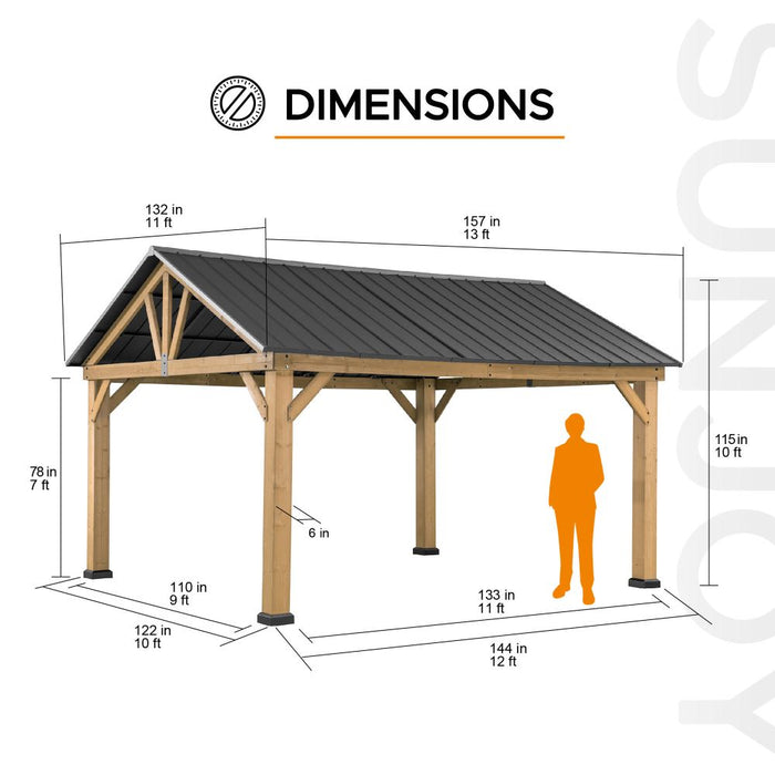 SUNJOY 13x15 Gable Roof Gazebo with Ceiling Hook