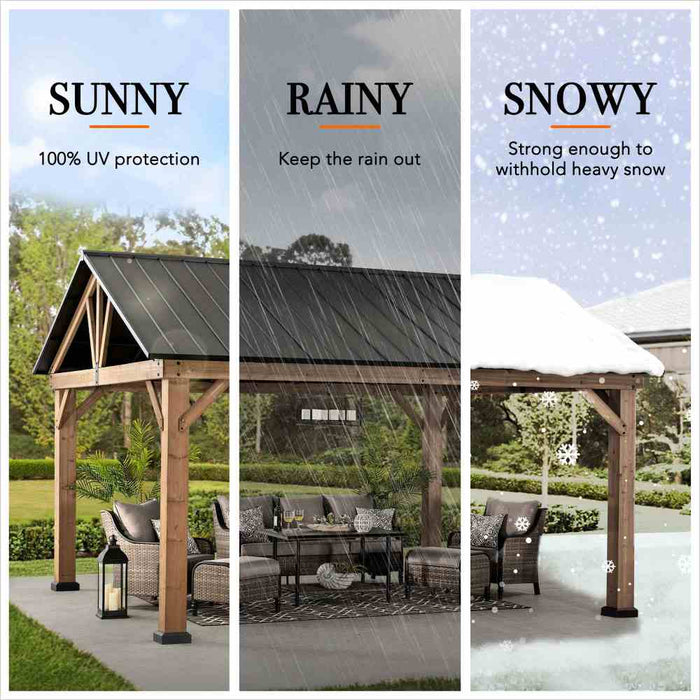 SUNJOY 13x15 Gable Roof Gazebo with Ceiling Hook