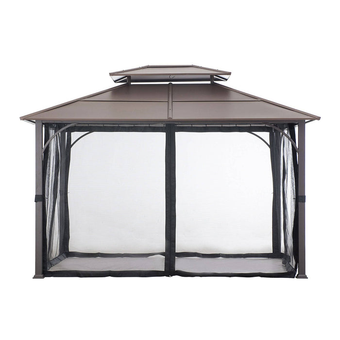 SUNJOY 10x12 Metal Hardtop Gazebo with Netting and Ceiling Hook