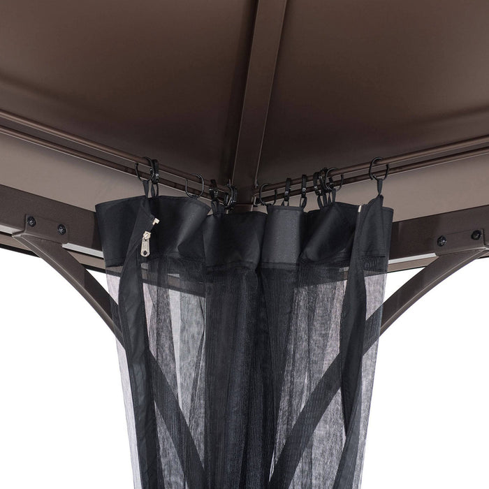 SUNJOY 10x12 Metal Hardtop Gazebo with Netting and Ceiling Hook