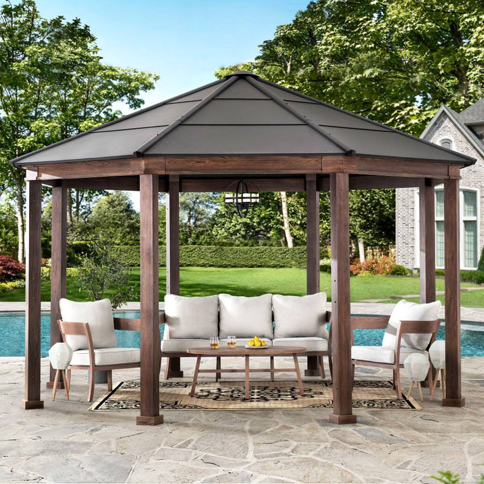 SUNJOY 15x15 Daybreak Octagon Gazebo with Aluminum Roof