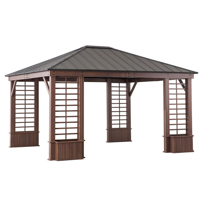 SUNJOY 13x15 Wilmington Aluminum Frame Hardtop Gazebo with Planters