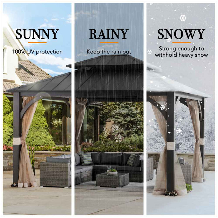 SUNJOY 13x15 Churchill Hardtop Gazebo with Metal Roof and Netting