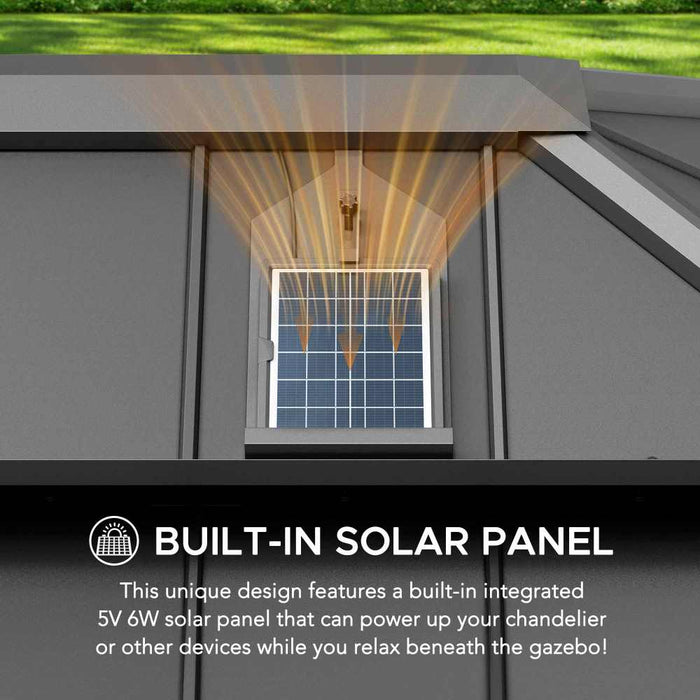 SUNJOY 10x12 Gazebo with Mosquito Netting and Solar Panel