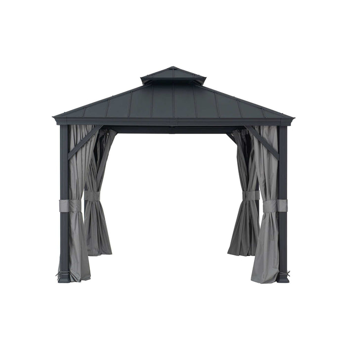 SUNJOY 10x10 Hardtop Gazebo with Aluminum Frame, Netting, and Curtain