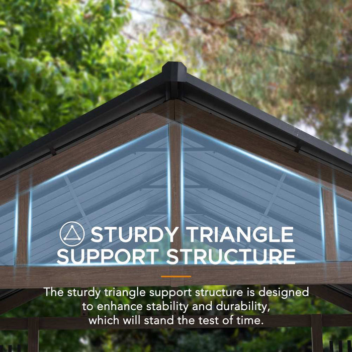 SUNJOY 11x13 Steel Gable Roof Hardtop Gazebo with Metal Ceiling Hook