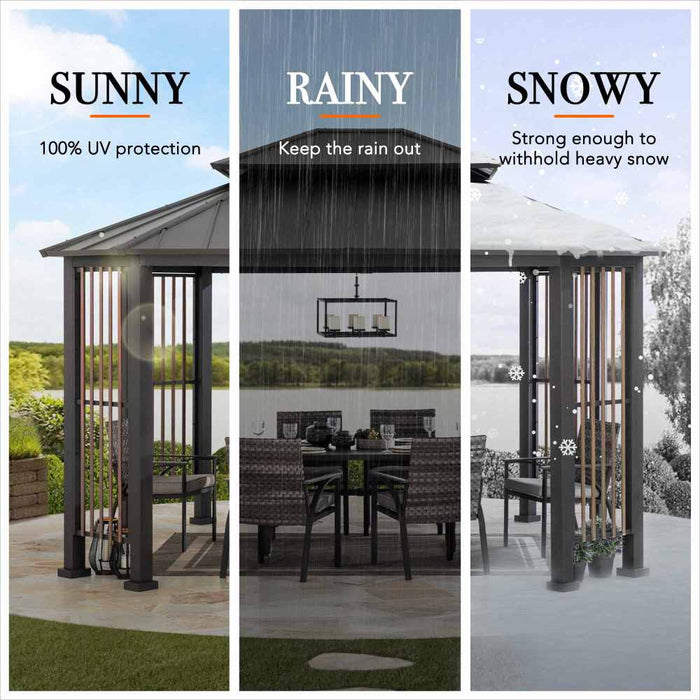 SUNJOY 11x13 Octagon Gazebo with Steel Roof and Ceiling Hook