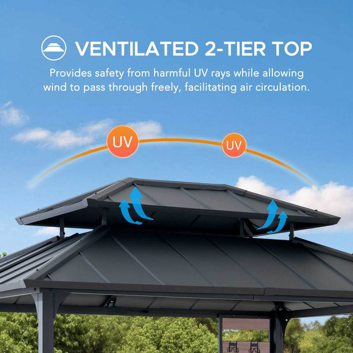 SUNJOY 7x9 Rochdale Grill Gazebo with Shelves and Hooks