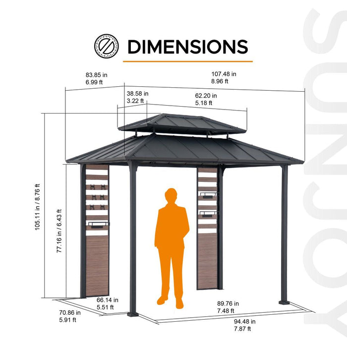 SUNJOY 7x9 Rochdale Grill Gazebo with Shelves and Hooks